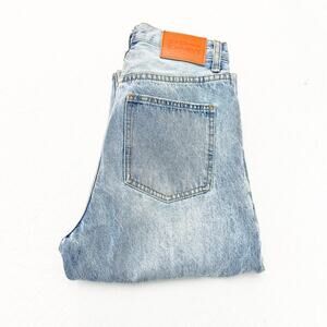 Princess Polly Criss Cross Straight Leg Light Wash Denim Jeans Size 4